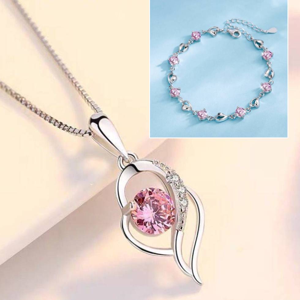 đđSerce oceanu 925 srebro bransoletka + naszyjnik zestaw-4133850