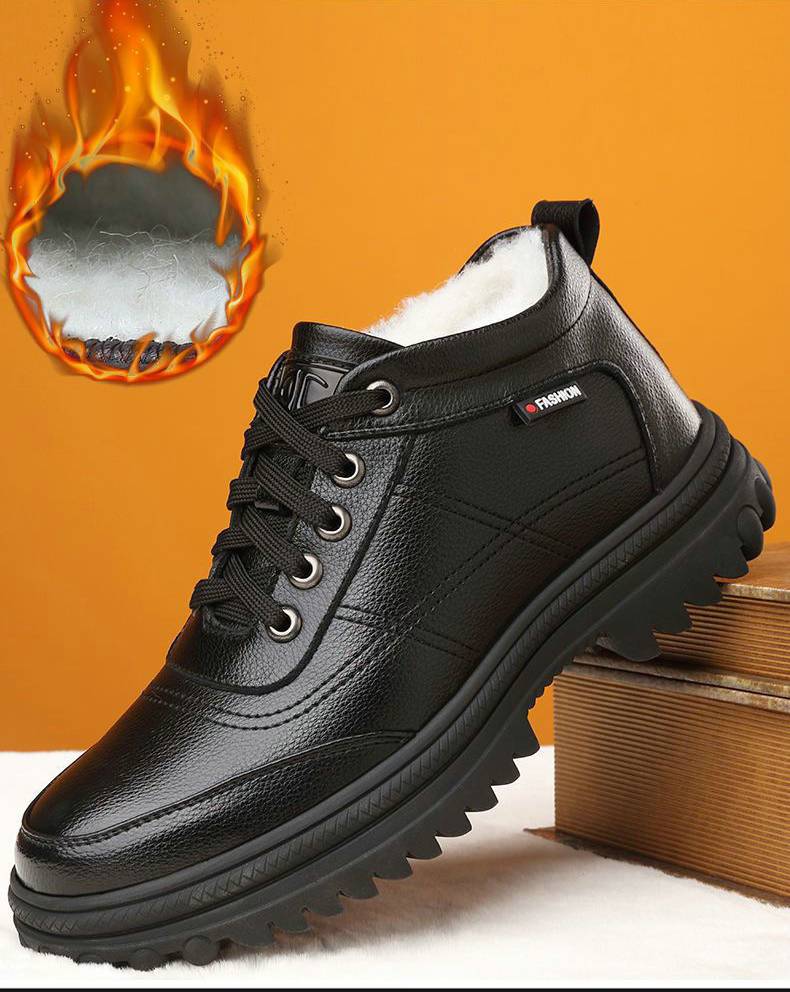 🔥Ograniczona czasowo zniżka 50%🔥【39-44】2025 Nowość Zimowe, ciepłe, męskie skórzane buty z grubą podeszwą-4132297