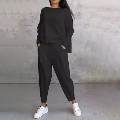 Komplet spodni z okrągłym dekoltem i długim rękawem, dwuczęściowy zestaw - shoptikpro