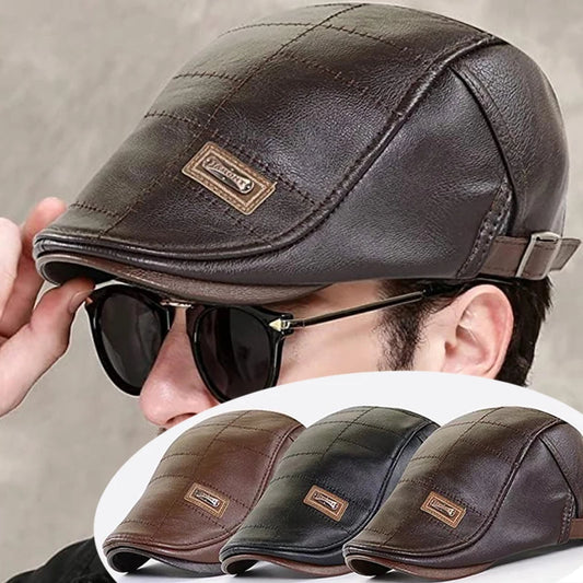 🧢🔥 Męska wysokiej jakości retro skórzana beretka 3 w 1 – modna, wodoodporna i wiatroszczelna, z ciepłą podszewką, bardzo praktyczna-4132299