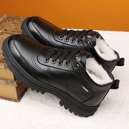 🔥Ograniczona czasowo zniżka 50%🔥【39-44】2025 Nowość Zimowe, ciepłe, męskie skórzane buty z grubą podeszwą-4132297