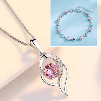 💎💎Serce oceanu 925 srebro bransoletka + naszyjnik zestaw-4133850