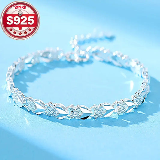 【Kup jedno, dostaniesz drugie gratis】💎 Nowa europo - amerykańska modna i prosta damska pasek na rękę z srebra 925 w kształcie serca----4132329