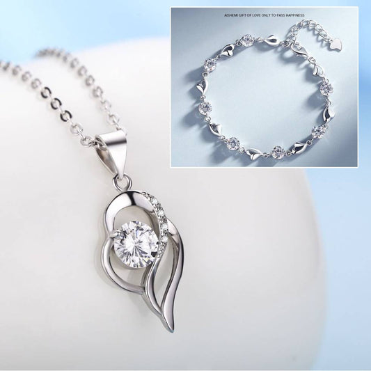 💎💎Serce oceanu 925 srebro bransoletka + naszyjnik zestaw-4133850
