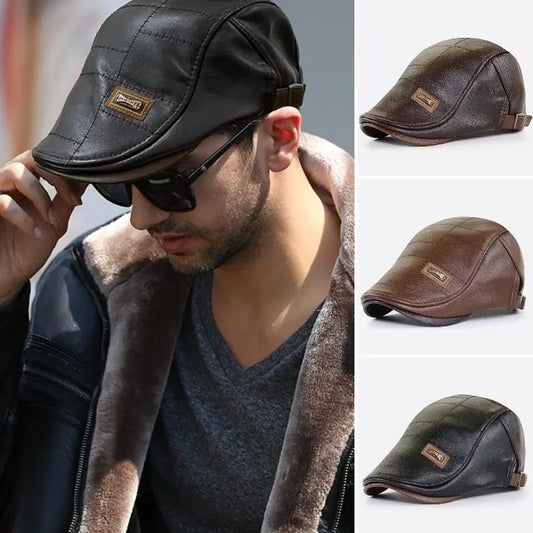 🧢🔥 Męska wysokiej jakości retro skórzana beretka 3 w 1 – modna, wodoodporna i wiatroszczelna, z ciepłą podszewką, bardzo praktyczna-4132299