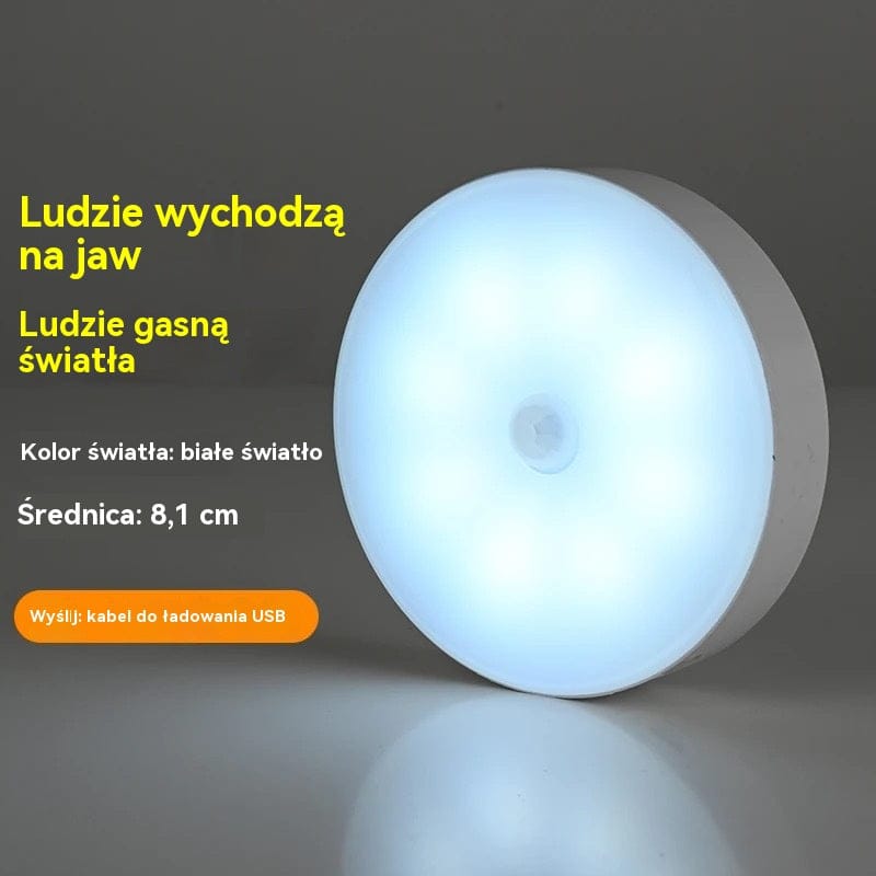 shoptikpro 灯饰照明>台灯夜灯>小夜灯 Białe światło (bateria 300 mAh) Lampka LED z Czujnikiem Ruchu Akumulatorowa Magnetyczna (Pack 4 Sztuki) - Łatwa Instalacja na Magnes