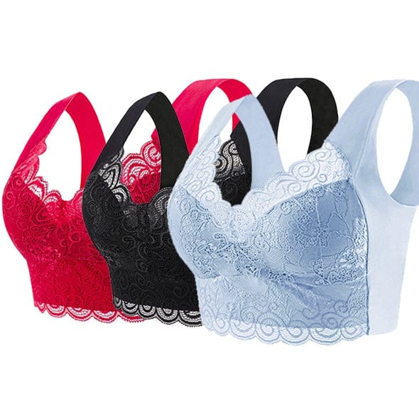 shoptikpro Biustonosz Damski Bezszwowy, Oddychający, Zestaw 3 szt., Plus Size 40-110kg