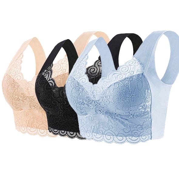 shoptikpro Biustonosz Damski Bezszwowy, Oddychający, Zestaw 3 szt., Plus Size 40-110kg