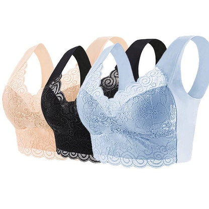 shoptikpro Biustonosz Damski Bezszwowy, Oddychający, Zestaw 3 szt., Plus Size 40-110kg