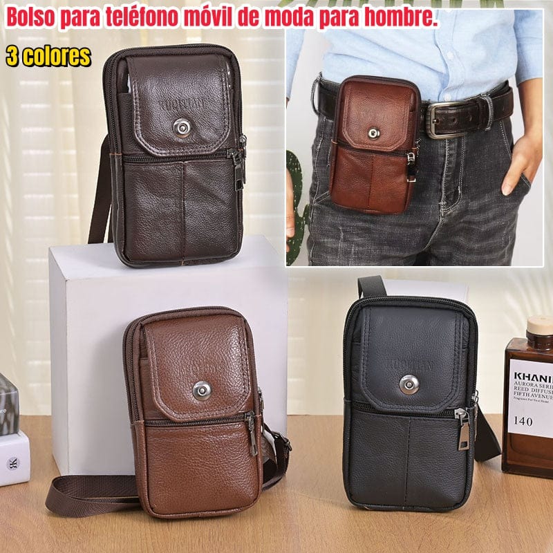 shoptikpro Bolso portátil para teléfono con diseño híbrido (crossbody y bandolera) para hombre