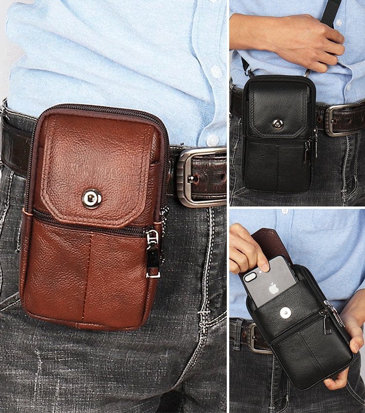 shoptikpro Bolso portátil para teléfono con diseño híbrido (crossbody y bandolera) para hombre
