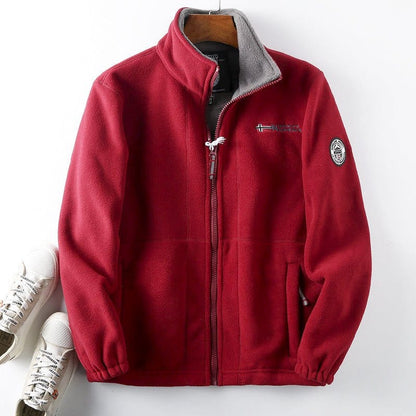 shoptikpro Červená / S(60KG-70KG) Pánska zimná bunda S-3XL – dvojstranná, teplá a voľná, z bavlny/vlny, ideálna do chladného počasia