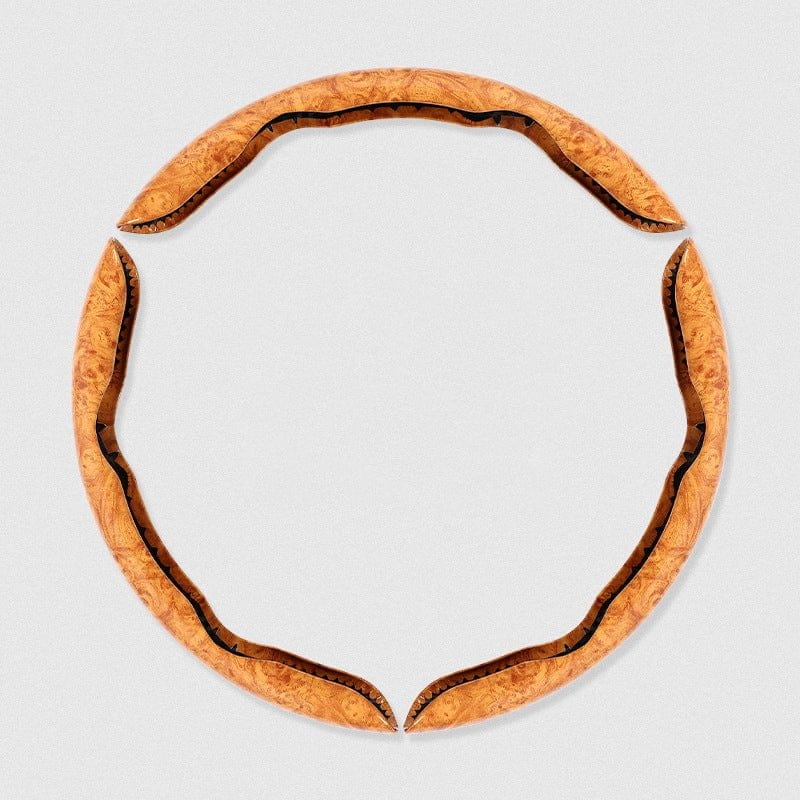 shoptikpro Galben 【Set 3 bucăți】 Husă volan 3D cu efect textură lemn de piersic – accesorii interior auto universale