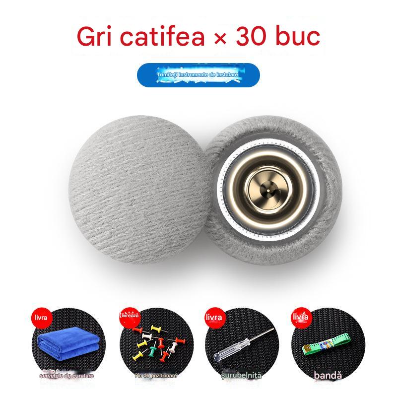 shoptikpro Gri catifea 30 buc 【30 bucăți】 Kit reparație plafon auto – catarame fixare, clips interior mașină, fără demontare + șurubelniță și prosop
