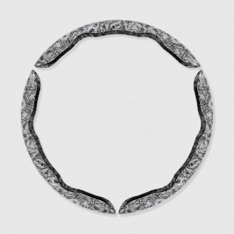 shoptikpro Gri 【Set 3 bucăți】 Husă volan 3D cu efect textură lemn de piersic – accesorii interior auto universale