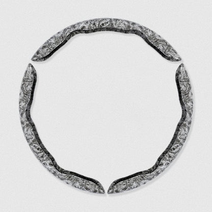 shoptikpro Gri 【Set 3 bucăți】 Husă volan 3D cu efect textură lemn de piersic – accesorii interior auto universale