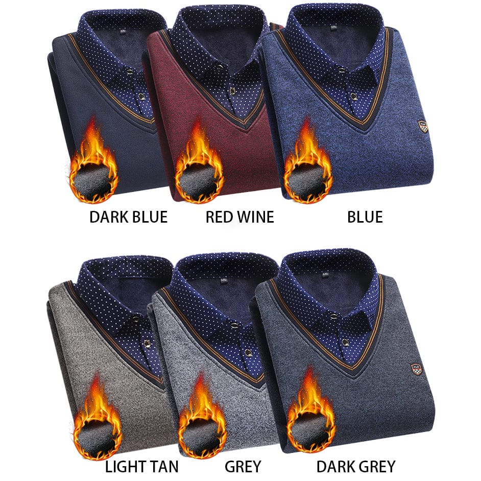 shoptikpro 👔 [M-4XL] Nowa męska koszula dzianinowa z aksamitu na jesień/zimę