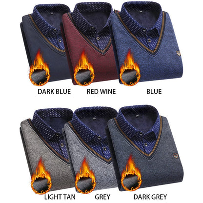 shoptikpro 👔 [M-4XL] Nowa męska koszula dzianinowa z aksamitu na jesień/zimę