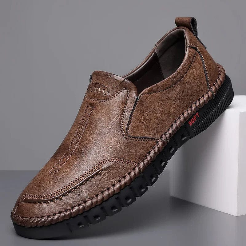 shoptikpro maro / 39（245mm） 【39-44】2025 Pantofi casual din piele naturală pentru bărbați cu talpă moale