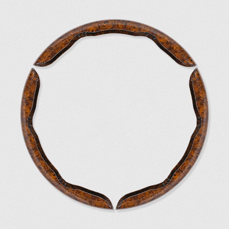 shoptikpro Maro 【Set 3 bucăți】 Husă volan 3D cu efect textură lemn de piersic – accesorii interior auto universale