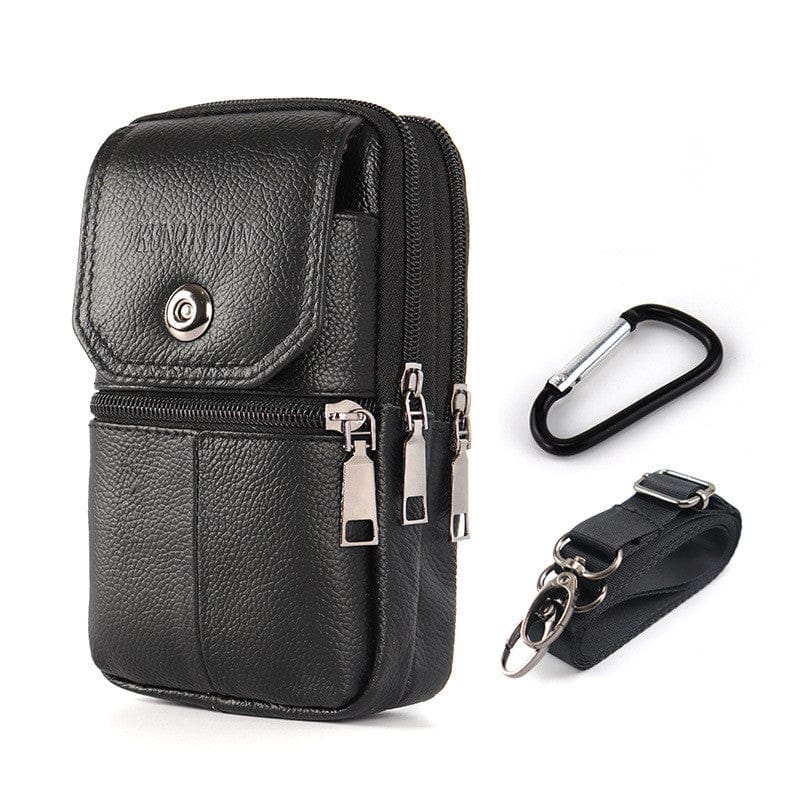 shoptikpro negro / 16cm Bolso portátil para teléfono con diseño híbrido (crossbody y bandolera) para hombre