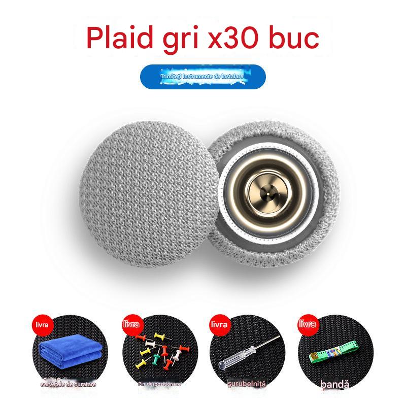 shoptikpro Plaid gri 30 buc 【30 bucăți】 Kit reparație plafon auto – catarame fixare, clips interior mașină, fără demontare + șurubelniță și prosop