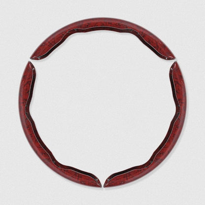 shoptikpro Roșu 【Set 3 bucăți】 Husă volan 3D cu efect textură lemn de piersic – accesorii interior auto universale