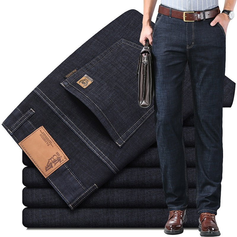 男装>男式牛仔裤 Pantalones rectos anchos para hombre 2 piezas, compra uno y llévate otro gratis